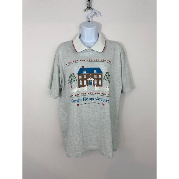 Vintage Down Home Country Polo Graphic Tee XL Made in USA - Picture 1 of 5